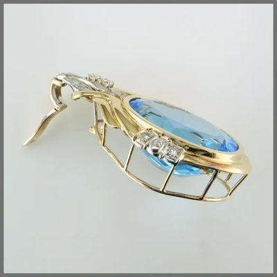 14K in tondo ha tagliato il pendente blu di Topaz And CZ migliora per le donne