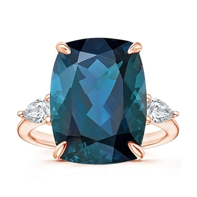 Le ragazze CZ accenta Topaz Ring With blu 925 Sterling Silver