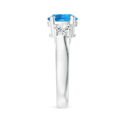 Anello di fidanzamento di pietra 925 Sterling Silver di Topaz And CZ tre blu svizzeri classici
