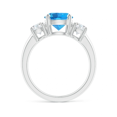Anello di fidanzamento di pietra 925 Sterling Silver di Topaz And CZ tre blu svizzeri classici
