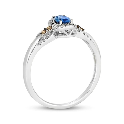 Taglio Sapphire Ring di Le Vian Oval 1/5 di oro bianco della vaniglia di Cttw CZ 14K