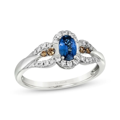 Taglio Sapphire Ring di Le Vian Oval 1/5 di oro bianco della vaniglia di Cttw CZ 14K