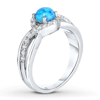 Il laboratorio ha creato Opal Ring White Topaz With blu 925 Sterling Silver