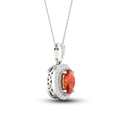Il laboratorio citrino naturale ha creato l'oro bianco bianco 18&quot; di Sapphire Necklace 10K