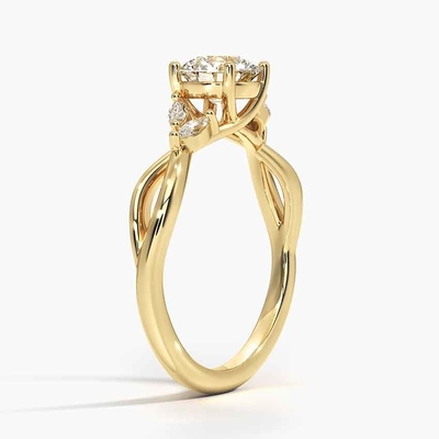 Willow Diamond Engagement Ring (1/8 di Ct. La TW.) Con oro 9K