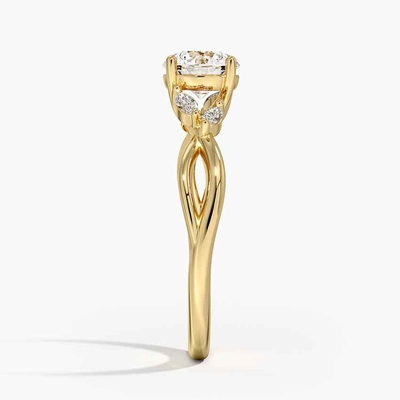Willow Diamond Engagement Ring (1/8 di Ct. La TW.) Con oro 9K