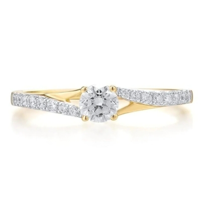 Fede nuziale dell'oro giallo del giro 9K di Diamond Ring 1/4 ct TW