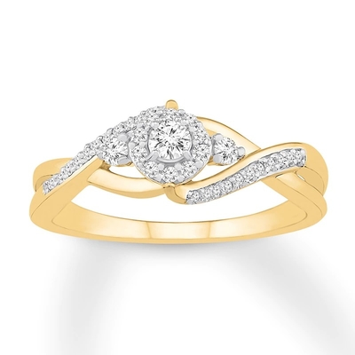 Fede nuziale dell'oro giallo del giro 9K di Diamond Ring 1/4 ct TW