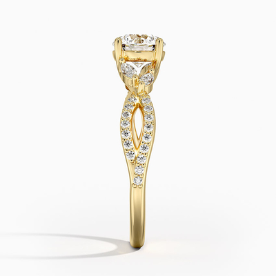 Willow Diamond Engagement Ring Luxe (1/4 di Ct. La TW.) Con 0,75 diamanti rotondi di carati con oro 9K