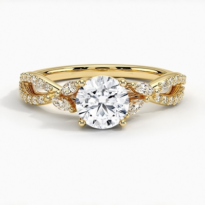 Willow Diamond Engagement Ring Luxe (1/4 di Ct. La TW.) Con 0,75 diamanti rotondi di carati con oro 9K