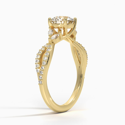 Willow Diamond Engagement Ring Luxe (1/4 di Ct. La TW.) Con 0,75 diamanti rotondi di carati con oro 9K