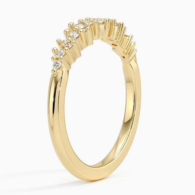 Modello di stordimento della banda di nozze unica dei diamanti rotondi di derivazione con oro 9K
