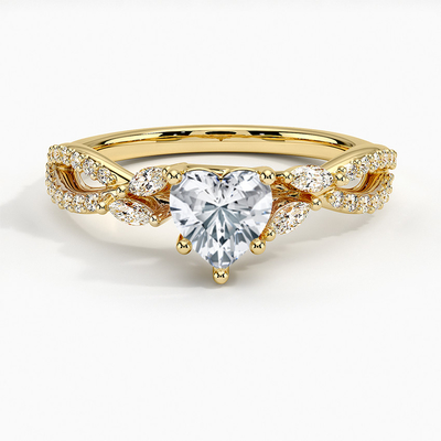 Willow Diamond Engagement Ring Luxe 1/4 di Ct. La TW. Con il cuore dell'oro 9K