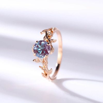 anelli della banda di nozze di Ring Set Tear Drop Alexandrite dei gioielli dell'oro bianco 14K
