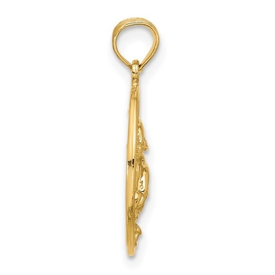 Carati in collana leggera aperta della catena della corda dell'oro giallo di Bass Fish Pendant Charm With 14K della bocca dell'oro giallo di carati 10K
