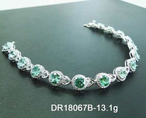 925 Sterling Silver Elegant Women Bracelet pavimentano la regolazione del braccialetto verde dello spinello
