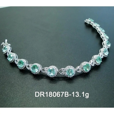 925 Sterling Silver Elegant Women Bracelet pavimentano la regolazione del braccialetto verde dello spinello