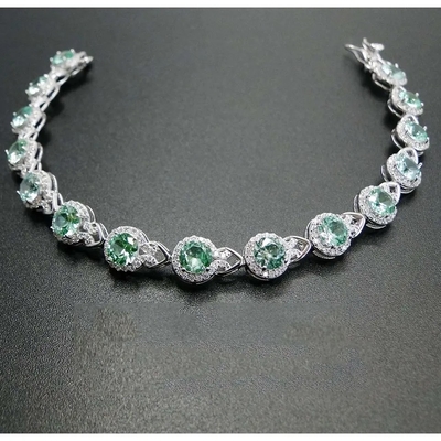 925 Sterling Silver Elegant Women Bracelet pavimentano la regolazione del braccialetto verde dello spinello
