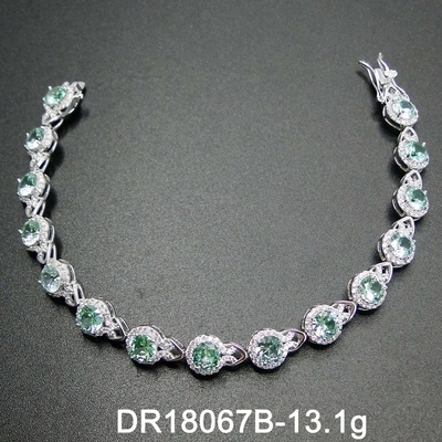 925 Sterling Silver Elegant Women Bracelet pavimentano la regolazione del braccialetto verde dello spinello
