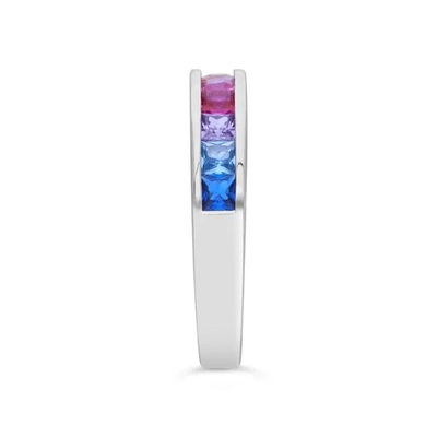 Le baguette di Sterling Silver Rainbow CZ della vendita all'ingrosso 925 lapidano i gioielli del partito di Ring Multicolor Zircon Ring For