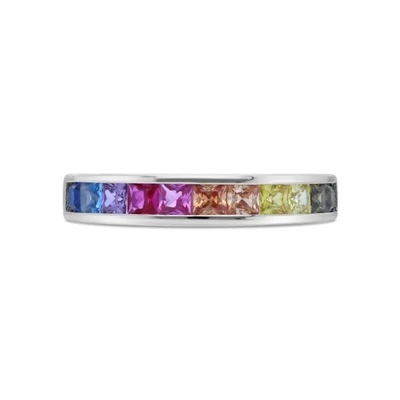 Le baguette di Sterling Silver Rainbow CZ della vendita all'ingrosso 925 lapidano i gioielli del partito di Ring Multicolor Zircon Ring For