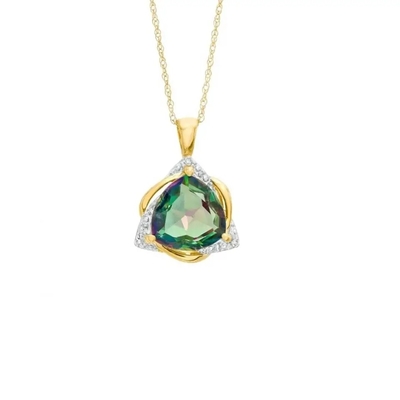 Il modo 10MM trilione ha tagliato la collana a catena delicata di Topaz Pendant Necklace CZ colore mistico della pietra di multi