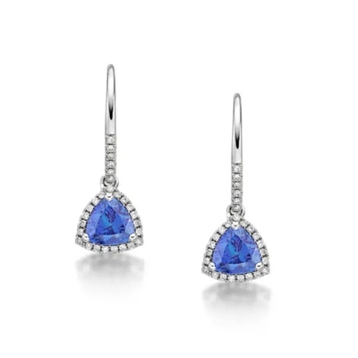 Gioielli di nozze, rodio blu dell'argento della pietra 925 di colore di Tanzanite dell'orecchino lungo placcato