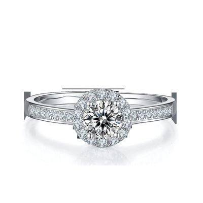 Anello d'argento delle donne del taglio 9k Moissanite 925 rotondi di pietra principali del modello