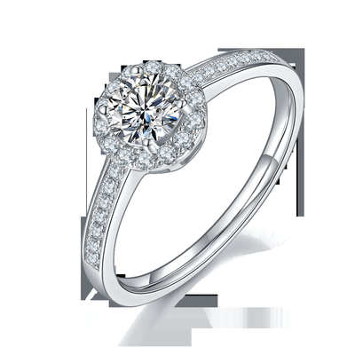 Anello d'argento delle donne del taglio 9k Moissanite 925 rotondi di pietra principali del modello