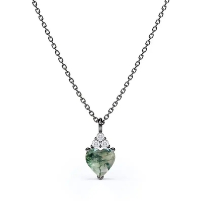 Collana semplice cruda d'argento di Moss Crystal Agate Jewelry Complete Wedding di verde dell'indennità 925 da vendere