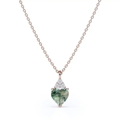 Collana semplice cruda d'argento di Moss Crystal Agate Jewelry Complete Wedding di verde dell'indennità 925 da vendere