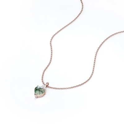 Collana semplice cruda d'argento di Moss Crystal Agate Jewelry Complete Wedding di verde dell'indennità 925 da vendere