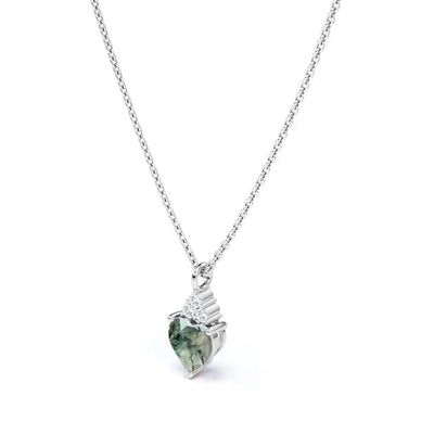 Collana semplice cruda d'argento di Moss Crystal Agate Jewelry Complete Wedding di verde dell'indennità 925 da vendere
