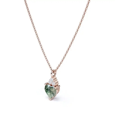 Collana semplice cruda d'argento di Moss Crystal Agate Jewelry Complete Wedding di verde dell'indennità 925 da vendere