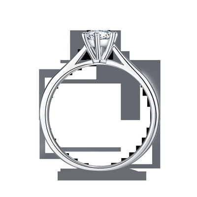Argento minimalista Ring Round Cut White Moissanite CZ dei gioielli 9K di nozze