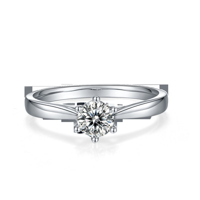 Argento minimalista Ring Round Cut White Moissanite CZ dei gioielli 9K di nozze