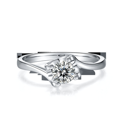 Gioielli minimalisti di nozze della CZ Moissanite 9K dell'anello d'argento bianco trapezoidale di RD 4MM