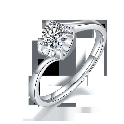 Gioielli minimalisti di nozze della CZ Moissanite 9K dell'anello d'argento bianco trapezoidale di RD 4MM