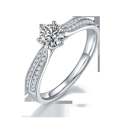 Il minimalista progetta i gioielli dell'oro 9K, Moissanite 925 Ring Set d'argento