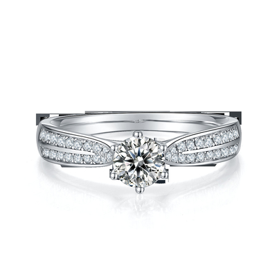 Il minimalista progetta i gioielli dell'oro 9K, Moissanite 925 Ring Set d'argento