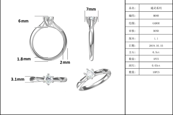 Impegno di Sterling Silver Custom Moissanite Ring di bianco 925