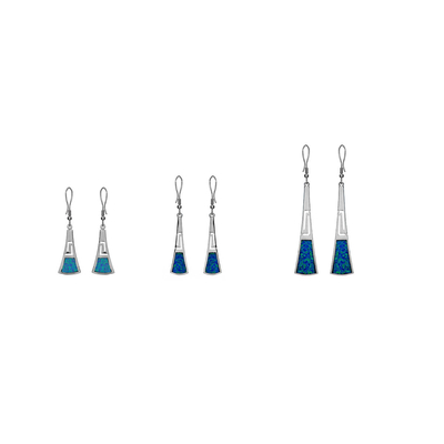 925 con gli orecchini greci 925 di chiave di meandro di Sterling Silver Blue Retro Opal con Sterling Silver