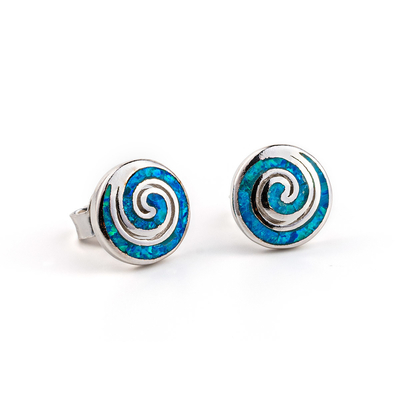 925 con gli orecchini blu chiave di Sterling Silver Natural Greek Opal Dangle Crystal per le donne