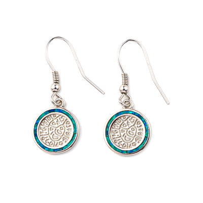 925 con la chiave Garnet Stud Meander Opal blu naturale di Sterling Silver Greek   Orecchini per le donne