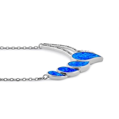 925 con il pendente blu di Opal Anthurium Bouquet Greek del laboratorio di Sterling Silver   Fuoco Opal Jewelry