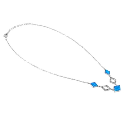 925 con il pendente blu di Opal Anthurium Bouquet Greek del laboratorio di Sterling Silver   Fuoco Opal Jewelry