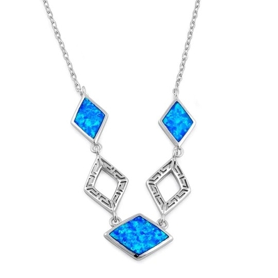 925 con il pendente blu di Opal Anthurium Bouquet Greek del laboratorio di Sterling Silver   Fuoco Opal Jewelry