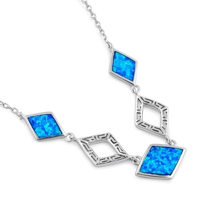 925 con il pendente blu di Opal Anthurium Bouquet Greek del laboratorio di Sterling Silver   Fuoco Opal Jewelry