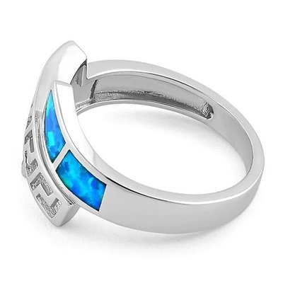 925 con il modello di Sterling Silver Greek Inifinity   Anello opalino Opal Jewelry crudo della banda del laboratorio
