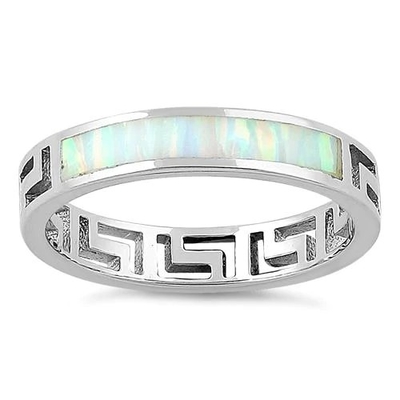 925 con il modello di Sterling Silver Greek Inifinity   Anello opalino Opal Jewelry crudo della banda del laboratorio
